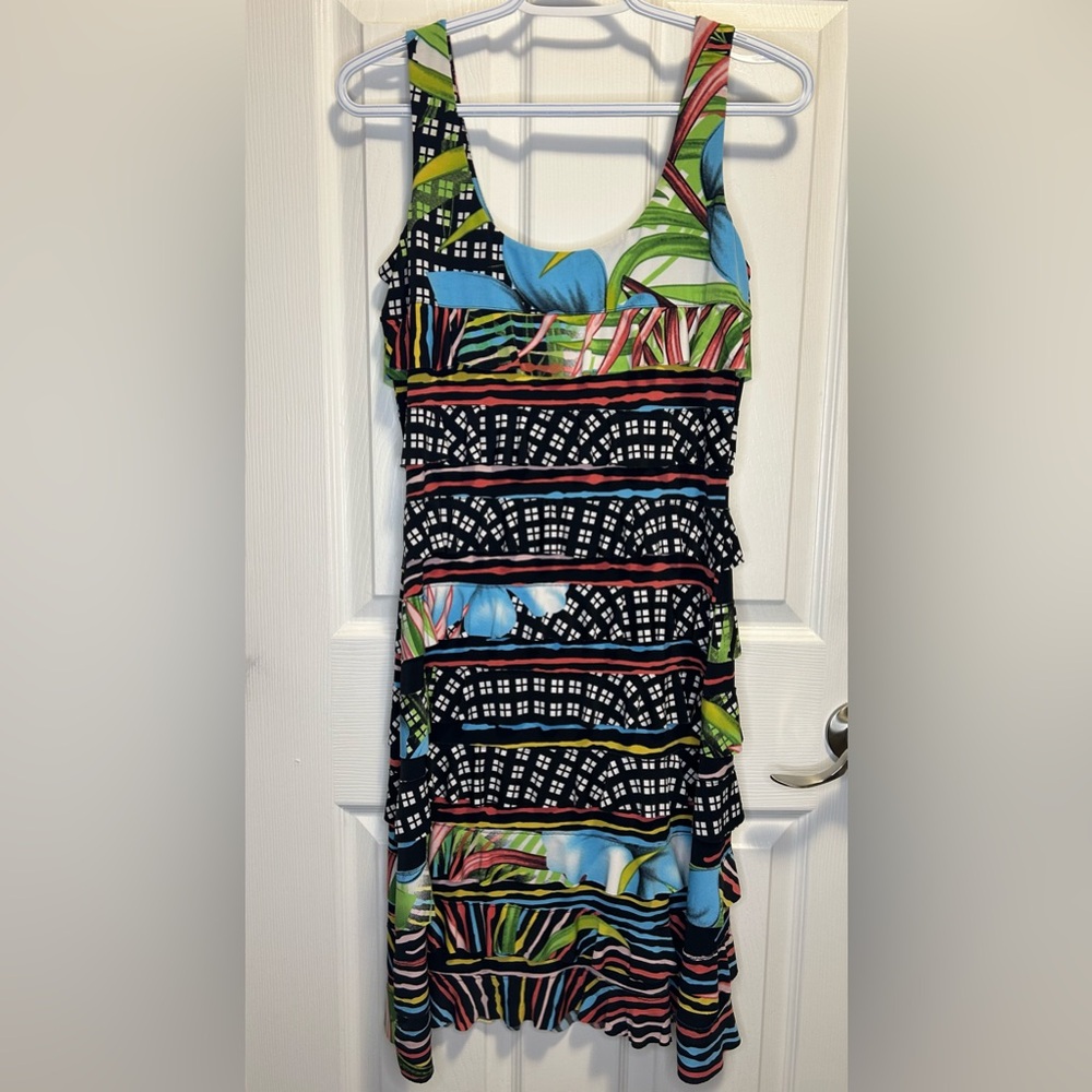Multicolor Ruffled Patterned Women's Dress - Picture 5 of 6